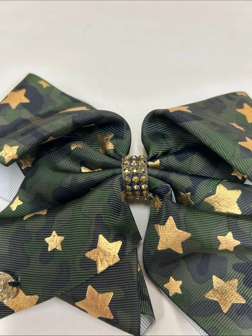 JoJo Siwa Green Camo Hair Bow with Gold Stars